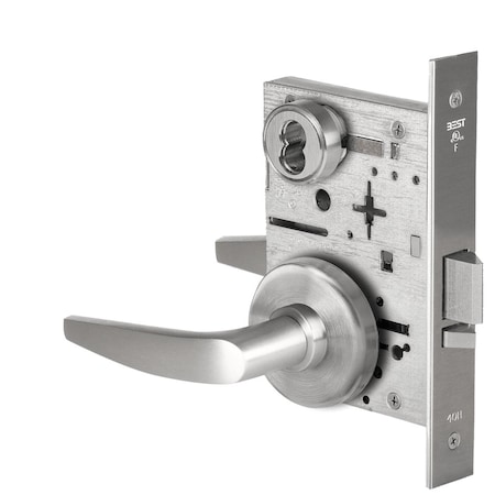 Best Grade 1 Storeroom Mortise Lock, 16 Lever, H Rose, SFIC Housing Less Core, Satin Stainless Steel Fini 45H7D16H630